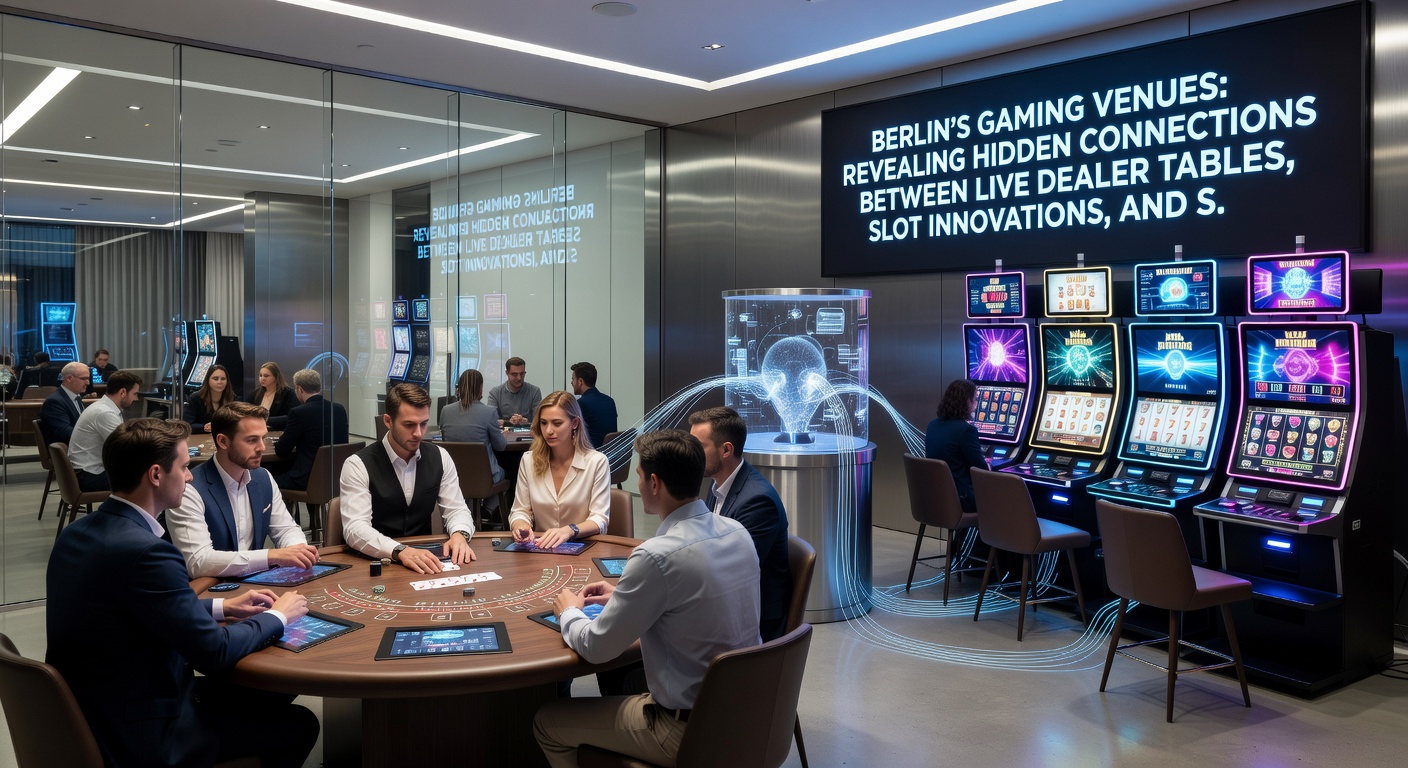 Blick auf vernetzte Live-Dealer-Tische und innovative Spielautomaten in einem Berliner Gaming-Venue mit saisonalen Incentive-Elementen