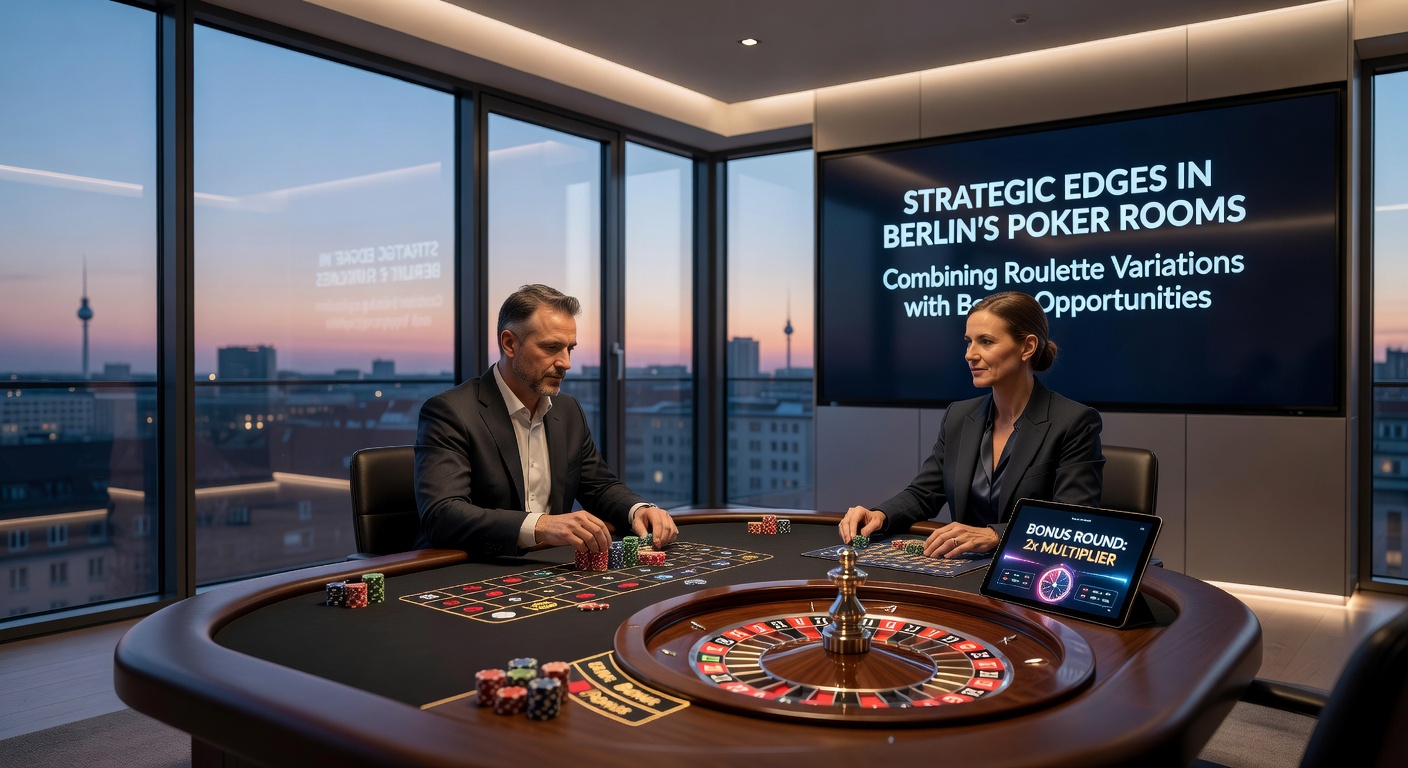 Live-Roulette-Tisch mit Bonus-Anzeige und Spielern in Berliner Casino-Umgebung
