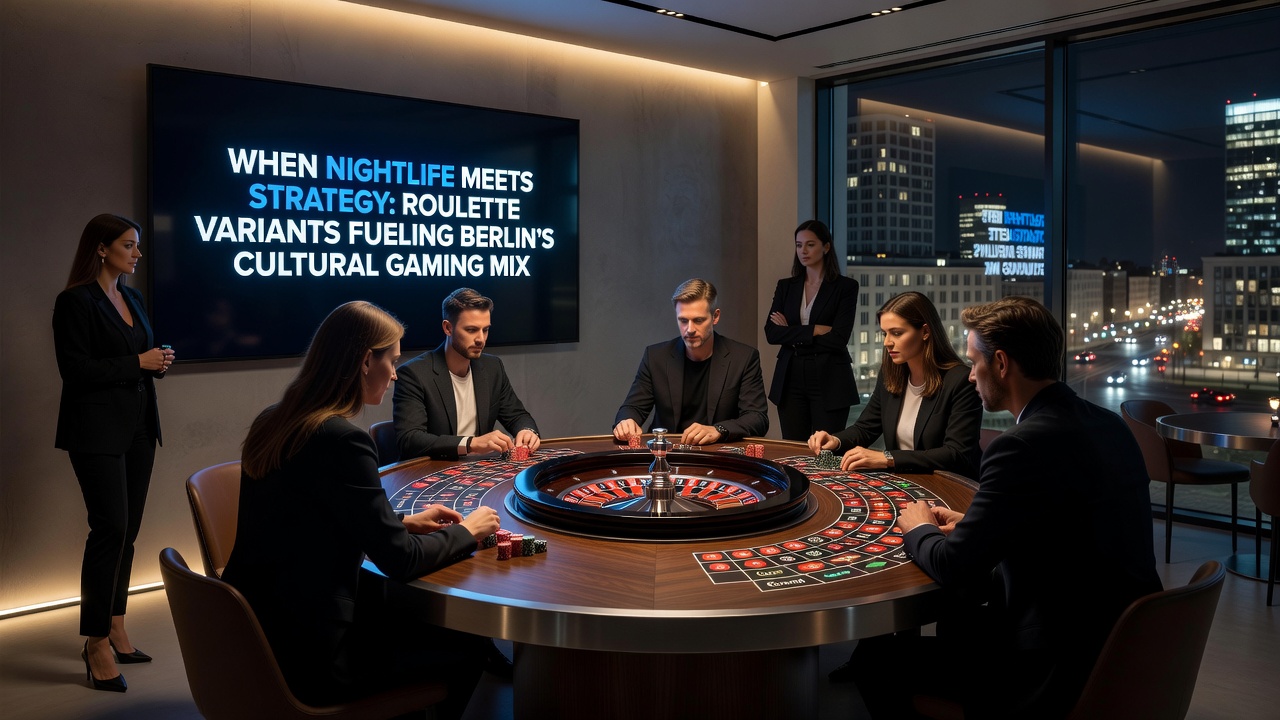 Kulturelle Veranstaltung in einer Berliner Spielstätte mit Roulette-Tischen und Gästen bei einer Abendveranstaltung