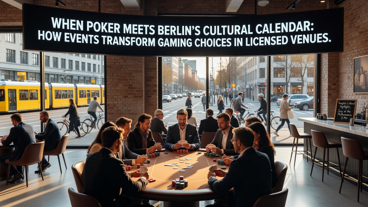 Poker-Tische in einem Berliner Casino während einer kulturellen Veranstaltung